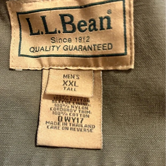 L.L. Bean Barn Chore Jacket with Corduroy collar XXL Tall in cotton canvas - Picture 8 of 9